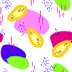 Seamless pattern with papaya. Vector illustration