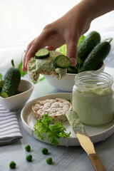 Take a sandwich with cream cheese and fresh herbs