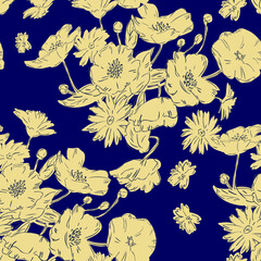 seamless floral pattern, floral fabric template.flower illustration for textile, wrapping paper, classic design flower drawing.