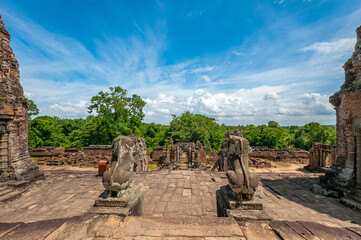 Ancient buddhist khmer temple in Angkor Wat, Cambodia. East Mebon Prasat