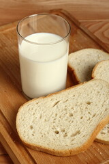 Milk glass and bread
