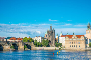 Charles Bridge in Prague, Czech republic on a sunny day