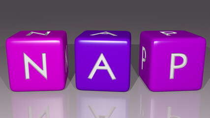 combination of Nap built by cubic letters from the top perspective, excellent for the concept presentation
