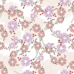 Seamless pattern with abstract flowers. Creative color floral surface design. Vector