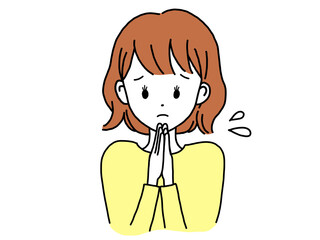 女性 謝る ポーズ