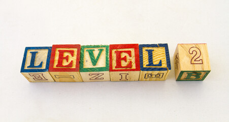 The term level 3 visually displayed on a clear background using colourful wooden toy blocks image...