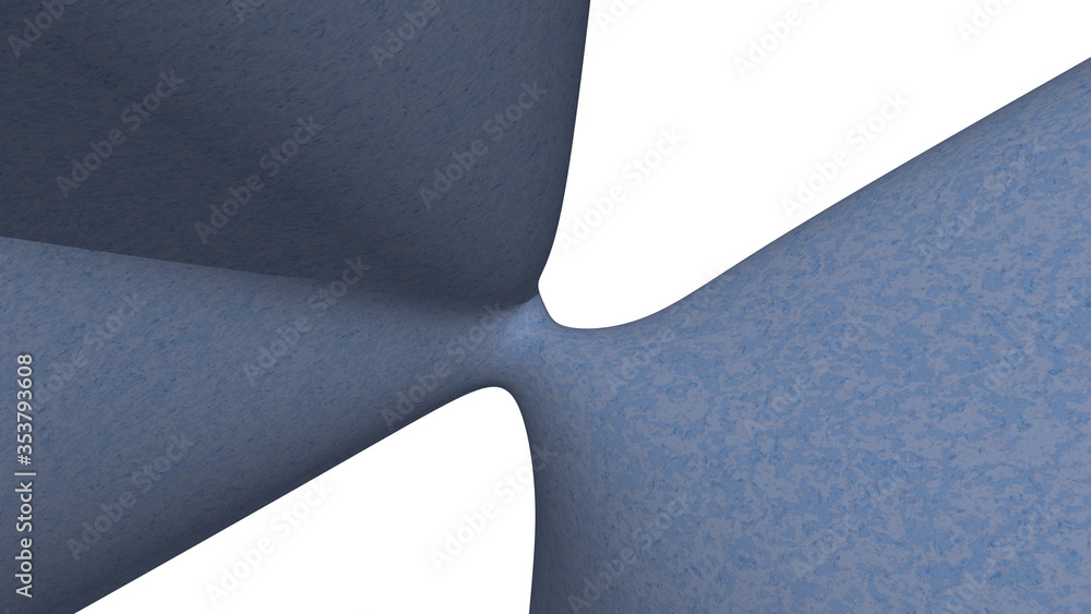 Poster Mathematical shape made of STONE monochromic 3D curved abstract background image made of plain marble patterns with shadow