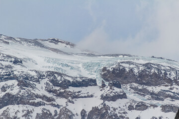 Fototapeta na wymiar Close up of a glacier in San José volcano, Cajón del Maipo, Central Andes of Chile.