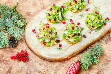 Appetizing Christmas canapes.