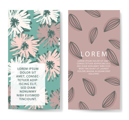 A set of TWO stories templates with abstract shapes in green and pink pastel colors. Media post for social networks. Universal templates for invitation. Greeting cards, flyers, design, cover.