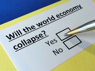Obraz premium One person is answering question about world economy.