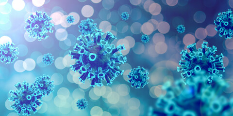 Naklejka premium 3D illustration. Coronavirus 2019-ncov and virus background with disease cells.