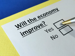 Obraz premium One person is answering question about economy.