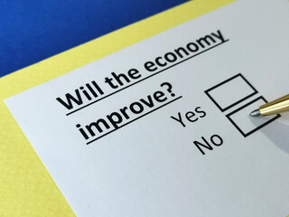 Obraz premium One person is answering question about economy.