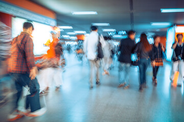 blurred and defocused People at Airport Station