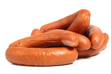 Smoked sausages isolated on a white background