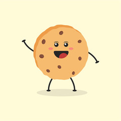 Cute Flat Cartoon Cookies Illustration. Vector illustration of cute cookies with a smiling expression. Cute cookies mascot design