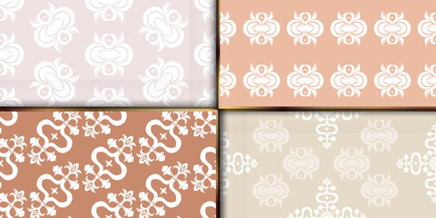 Seamless damask pattern wallpaper. Vintage decor in Victorian surface style. Passtel print surface design