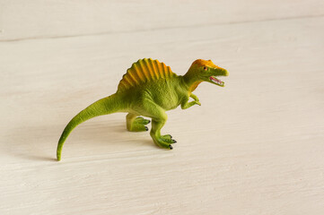 Cheboksary, Chuvashia/ Russia - June 15 2019: predatory spinosaurus with open mouth, plastic...