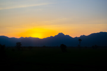 mountain with beautiful sunset sky