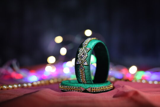 Beautiful green color imitation jewelry bangles shoot as product photography at Virar maharashtra India 
