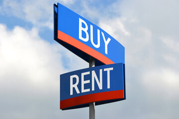 Fototapeta premium Rent and buy street sign
