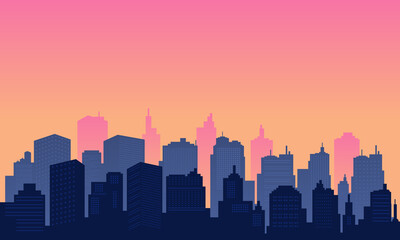 Fototapeta na wymiar City of background with dusk panorama nuance