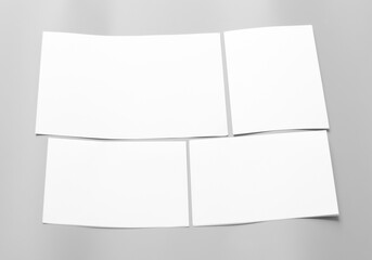 Poster white mock-ups paper isolated on gray background, Blank portrait paper A4. brochure, can use banners magazine products business texture.