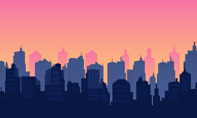 Fototapeta na wymiar City of background with dusk panorama nuance