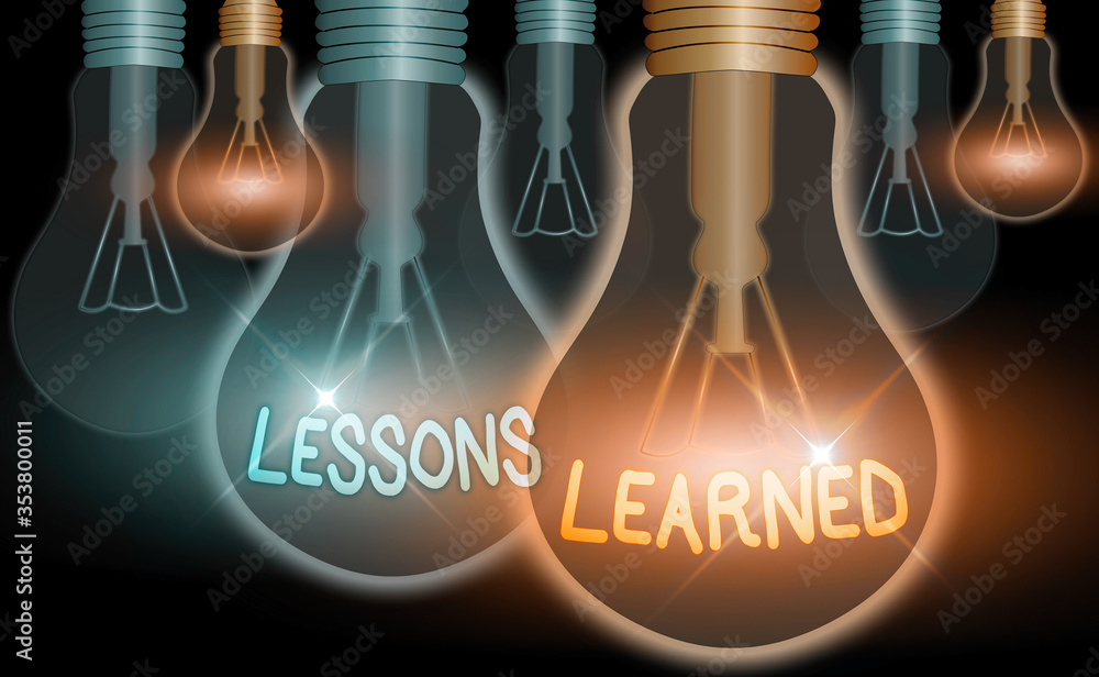 Poster handwriting text lessons learned. conceptual photo the knowledge or understanding gained by experien
