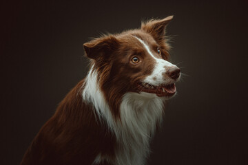 Happy border collie dog. Studio shot.