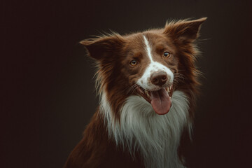 Happy border collie dog. Studio shot.