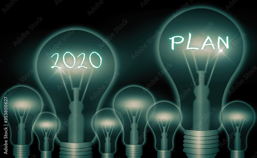 Poster writing note showing 2020 plan. business concept for setting up your goals and plans for the current