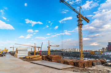 Fototapeta na wymiar Construction and expansion of the construction site scene in Changchun New District, China