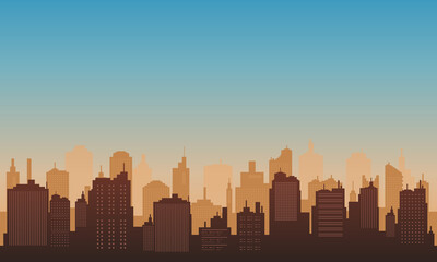 Obraz premium Town city of silhouette in the morning