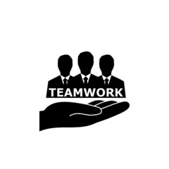 Service offer icon. Team, people, hand isolated on white background