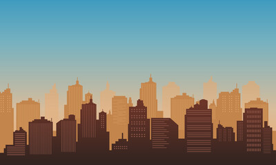 Town city of silhouette in the morning