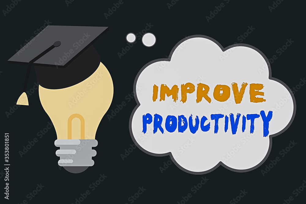Poster handwriting text improve productivity. conceptual photo to increase the machine and process efficien
