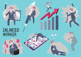 ビジネスマン　手描き　セット