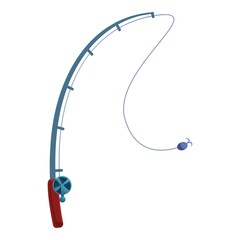 Sport fishing rod icon. Cartoon of sport fishing rod vector icon for web design isolated on white background