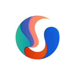 wave and letter c logo vector template