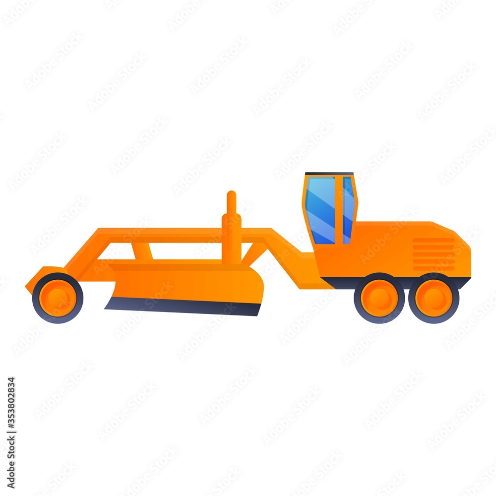 Poster grader machine icon. cartoon of grader machine vector icon for web design isolated on white backgrou