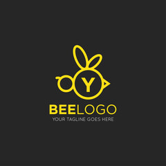 initial y letter bee logo vector illustration design template