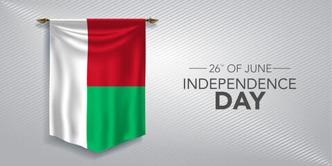 Madagascar independence day greeting card, banner, vector illustration
