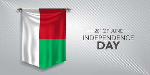 Fototapeta premium Madagascar independence day greeting card, banner, vector illustration