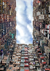 Fototapeta na wymiar old crowded housing apartment in Hong Kong residential estate