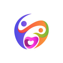 abstract people and heart/love logo vector template