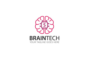 initial leter s brain logo and icon vector illustration design template
