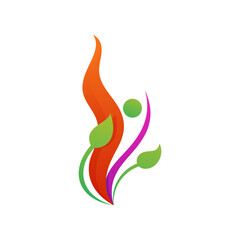 Fototapeta premium fire + leaf logo design template