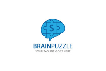 initial leter s brain logo and icon vector illustration design template